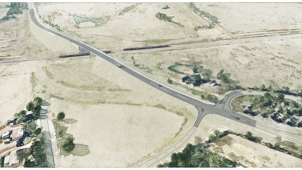 Hopkins Road bridge, aerial view. Artist impression only, subject to change.