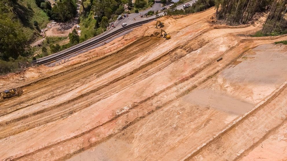 Looking down from the top of the landslip towards Bogong Village