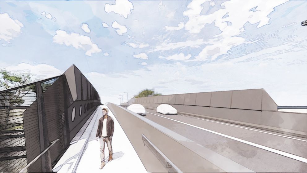 Looking over the new Maidstone Street road bridge, towards Kororoit Creek Road. Artist impression only, subject to change.