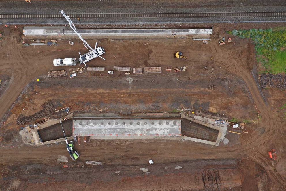 Ison Road Overpass construction progress June 2024