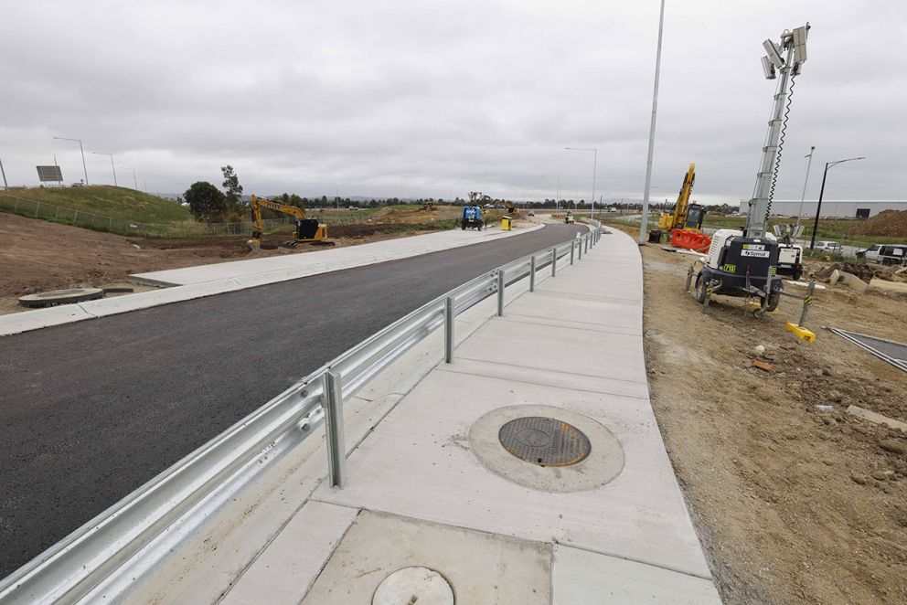 October 2023- Safety barriers being installed along the new McGregor Road inbound exit ramp