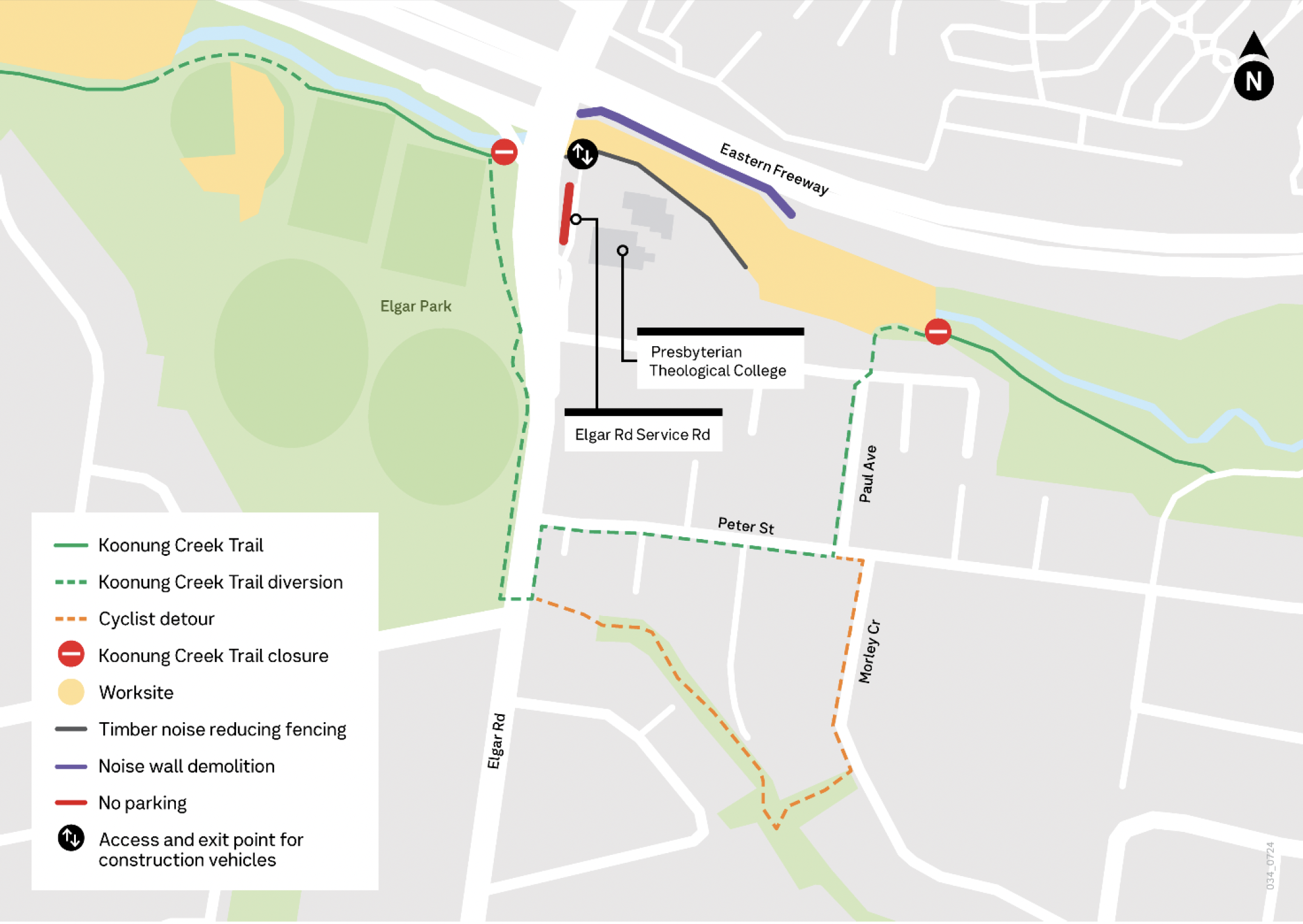Map of works Koonung Creek Trail Mont Albert North October