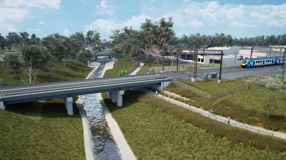 New walking and cycling path along Webster Street under the rail line. Artist impression, subject to change.