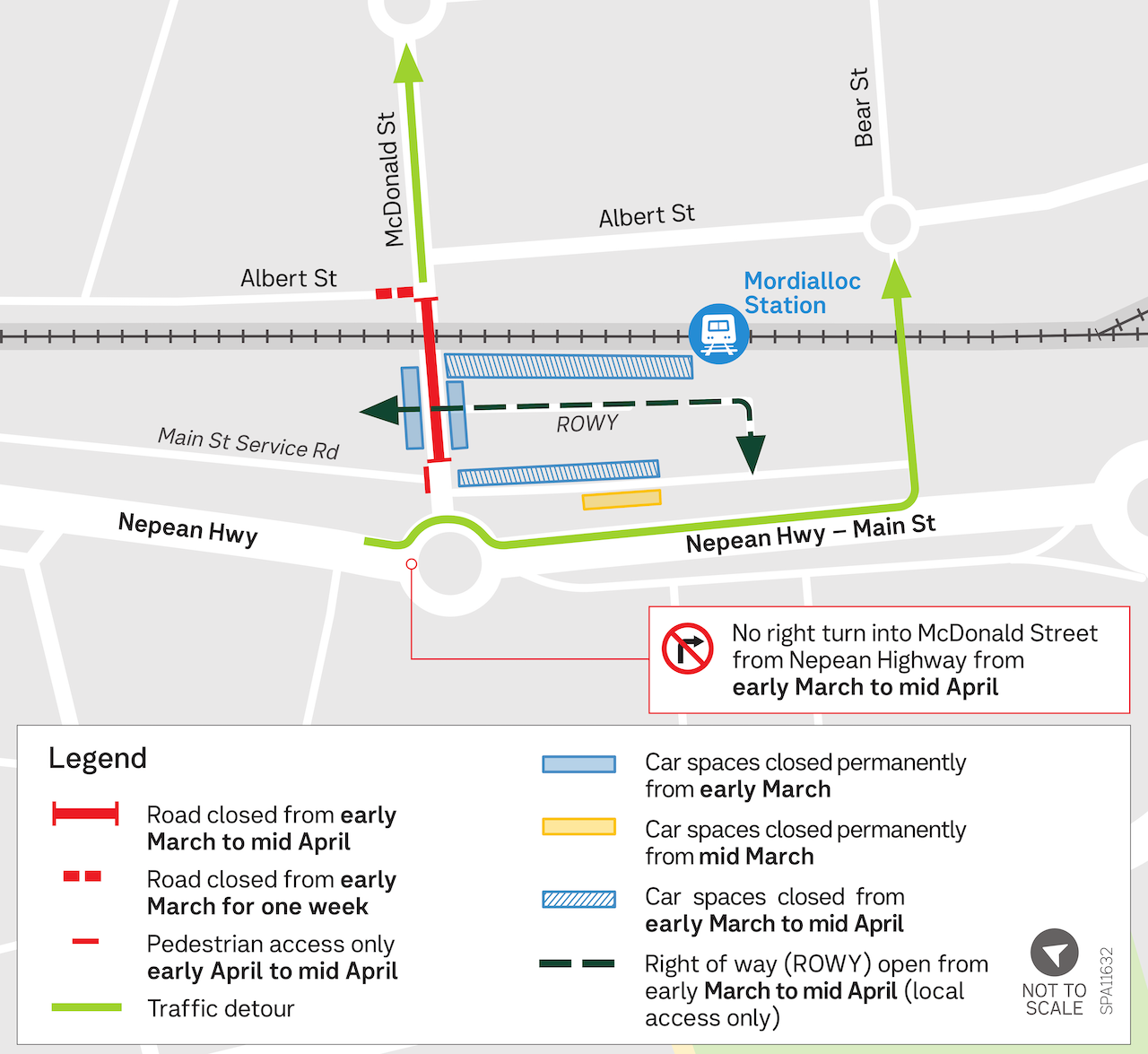 Mordialloc works area and wayfinding map