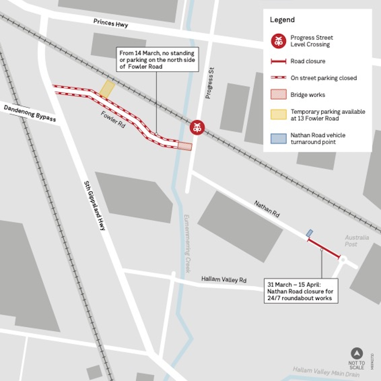 Fowler Road works area map