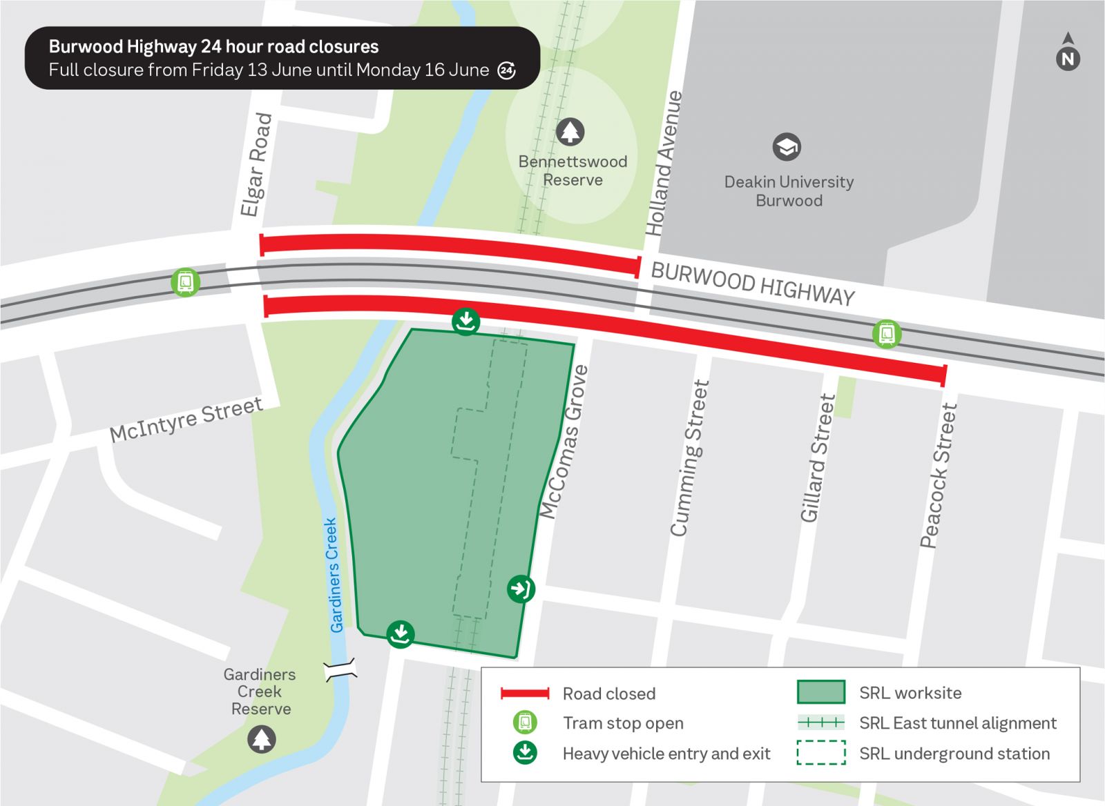 24/7 works happening in Burwood during June