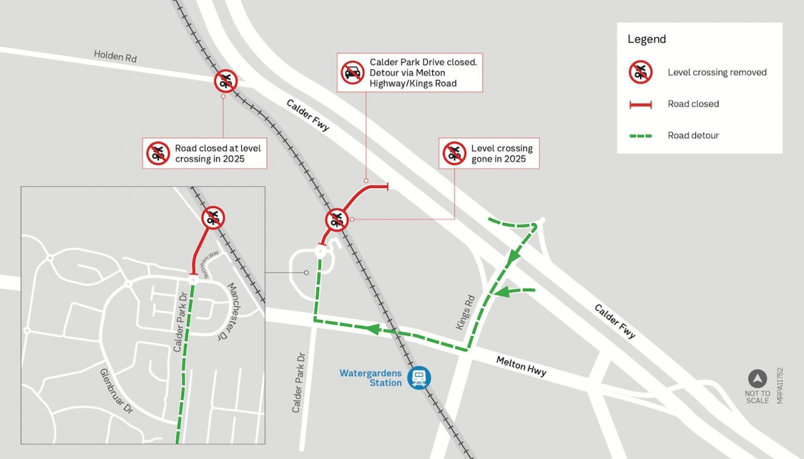 Calder Park Drive road closure detour map