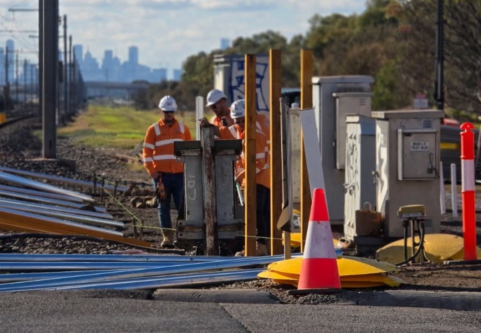 Works are beginning to remove the level crossing at Maidstone Street, Altona