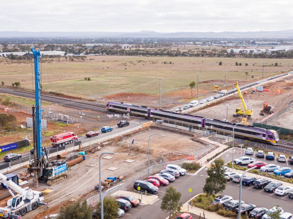 Two piling rigs have drilled 25 piles north and south of the level crossing