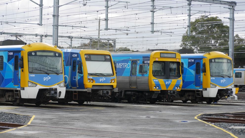 Trains stabled at Kananook Train Stabling Yard
