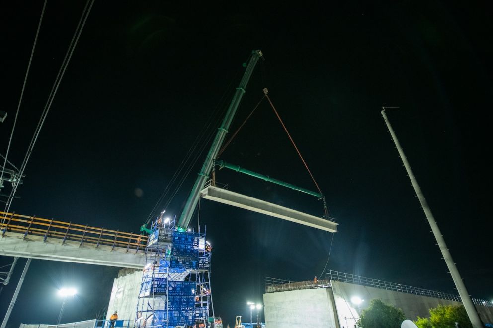 The 24m long Super-T beams weigh 35 tonnes