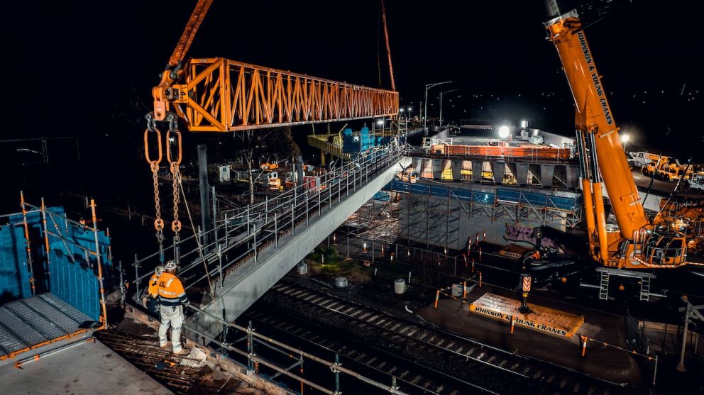 Crews worked around the clock to install the final beams at Calder Park Drive