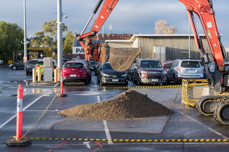 Digger working on site