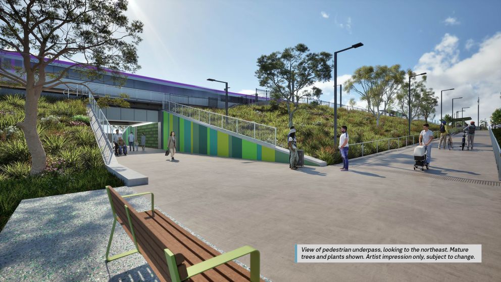 View of pedestrian underpass, looking to the northeas