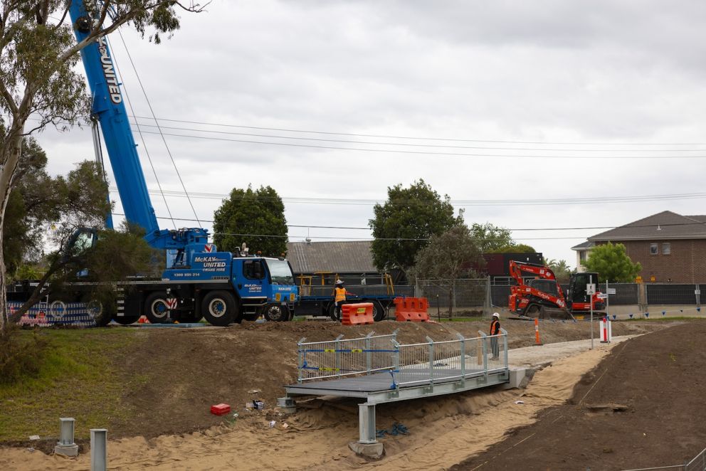 Webster Street cycling path under construction