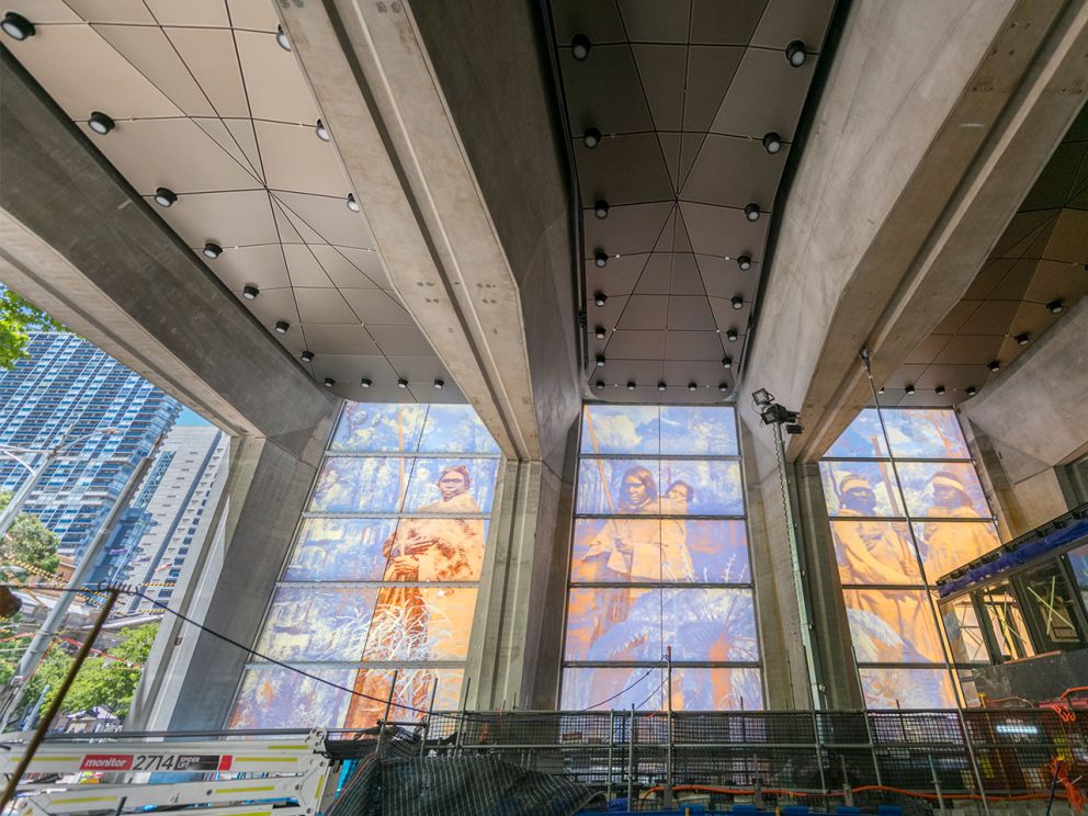 Artwork 'Forever' inside State Library Station's main entrance