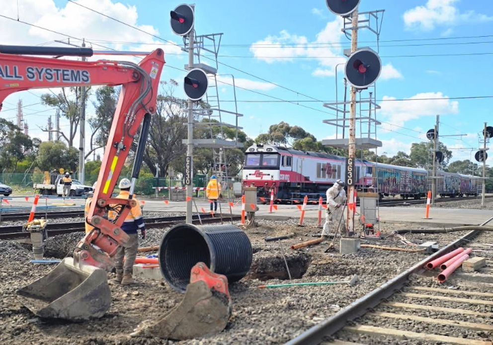 Crews are relocating underground utilities at Maidstone Street