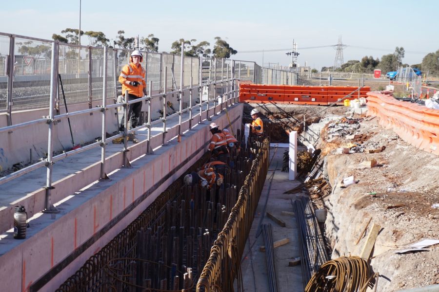 The sustainable steel is being installed in the underground foundations of the deflection walls at Hopkins Road