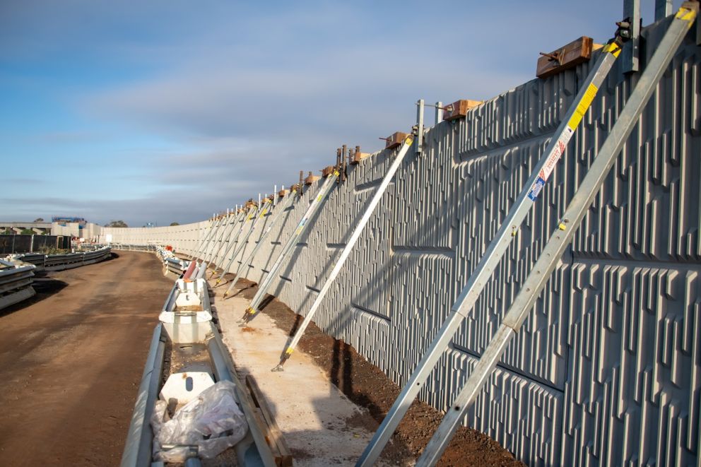 Reinforced Soil Slope walls in place at Melton