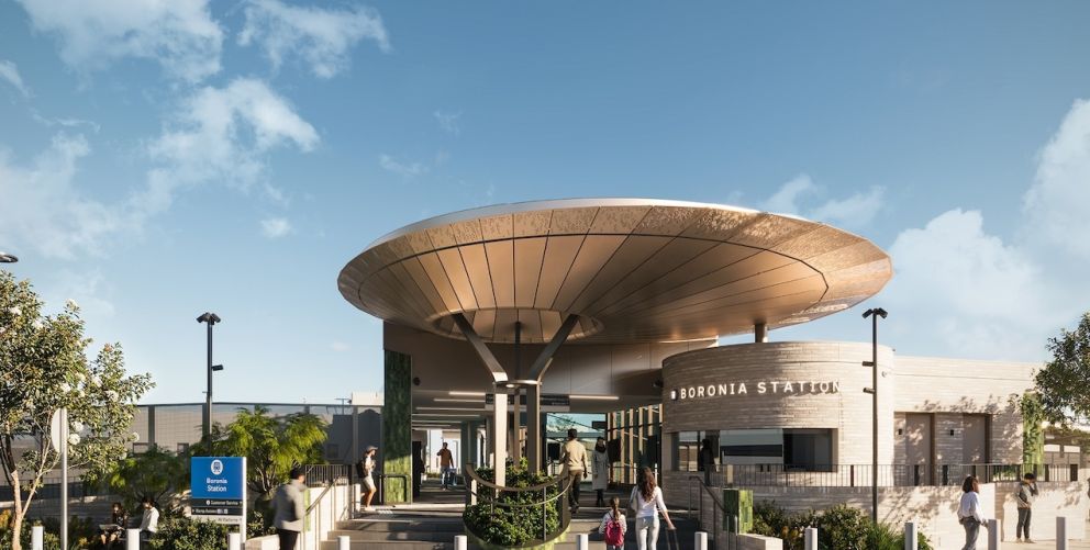 Boronia Station upgrade final render of the Lupton Way entrance. Artist impression only, subject to change