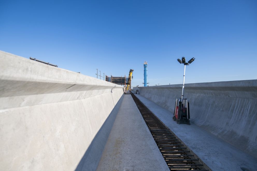 Inside a U-trough waiting to be stitched