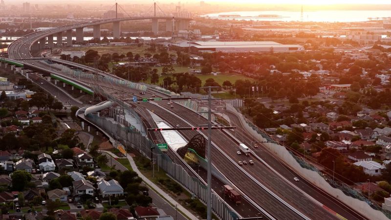 Drone shot - West Gate Tunnel inbound tunnel