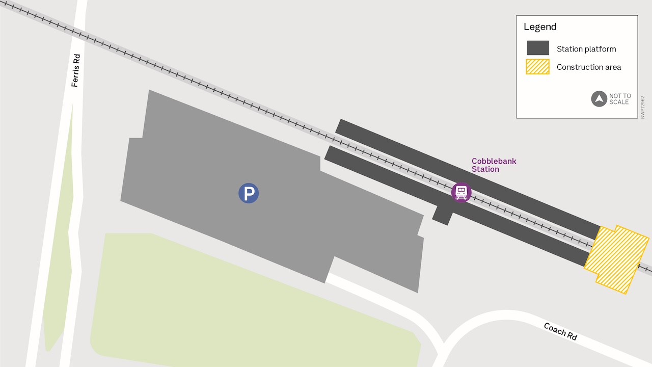 Map showing construction area at Cobblebank Station