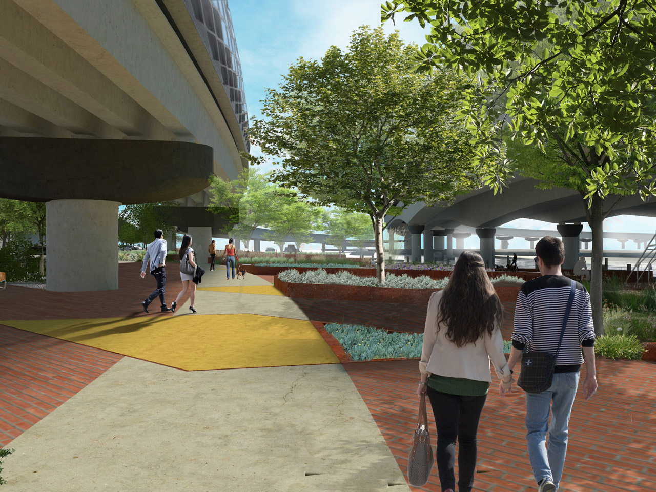 Artist impression of West bank of Maribyrnong River