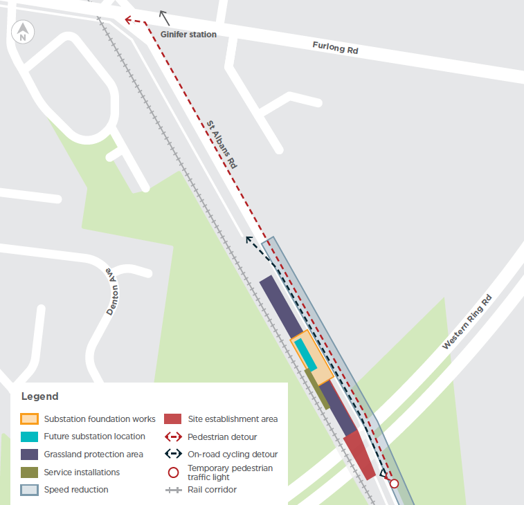 Map of St Albans Road, St Albans station works area map.