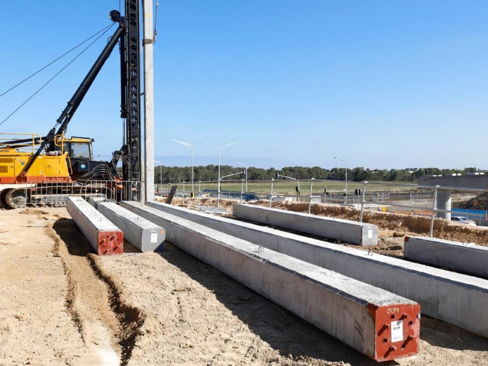 Works to install the piles to support the bridge over Governor Road