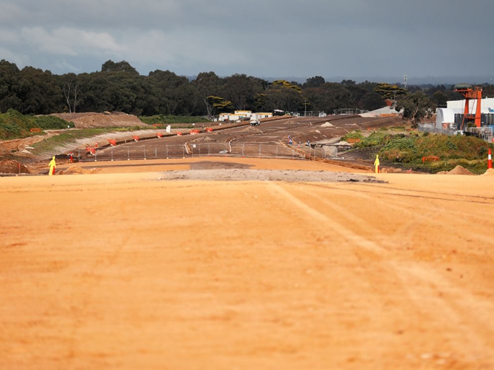 Works to build the foundations of the Freeway near Braeside Park - July 2020