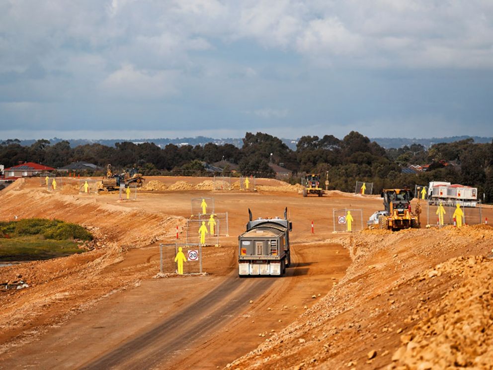 Works to build the bridge over Bowen Parkway - July 2020