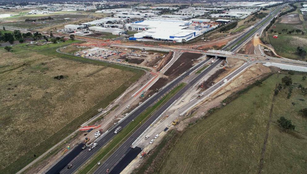 Progress on the new on and off ramps as part of the interchange to the Hume Freeway