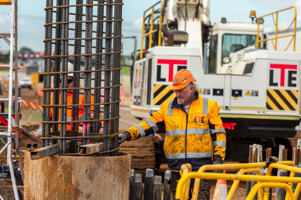 Piling for the new connections at Jacksons and Police Roads 