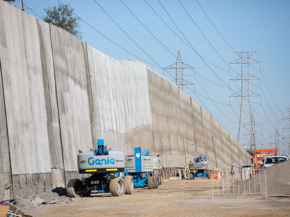 Retaining wall works near the Sydney Road Altona bound exit ramp