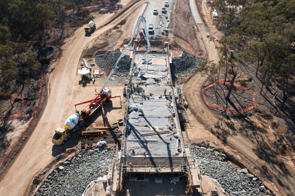 Concrete pour on the flood relief bridge in Victoria Park