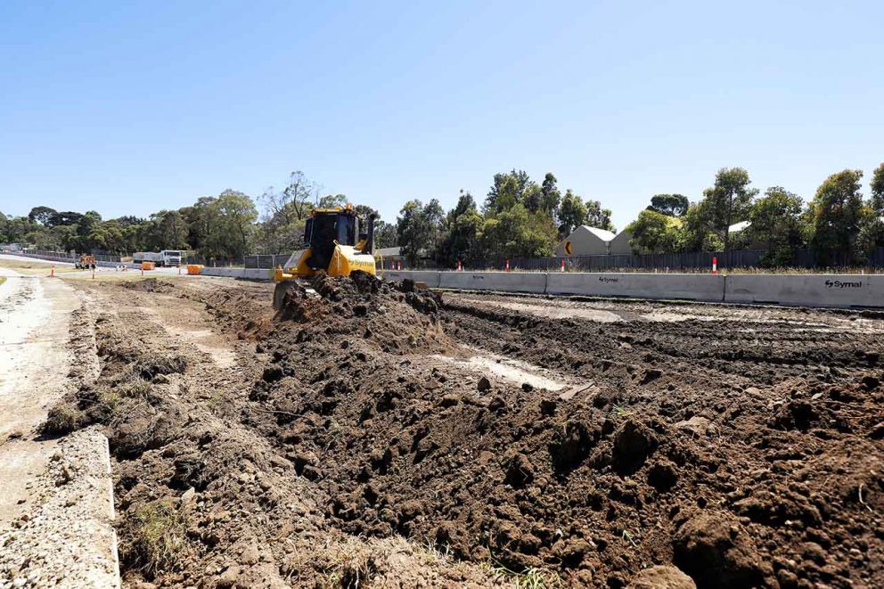 Excavation works on the Narre Warren North Road Upgrade near Belgrave-Hallam Road