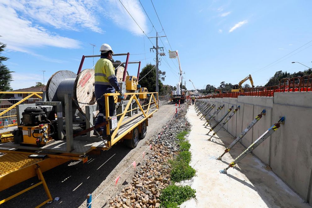 Power line works along south of Thomas Mitchell Drive