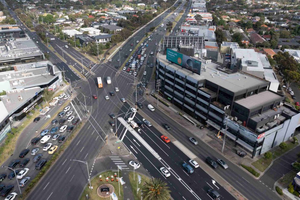 South Road and Nepean Highway construction image December 2021