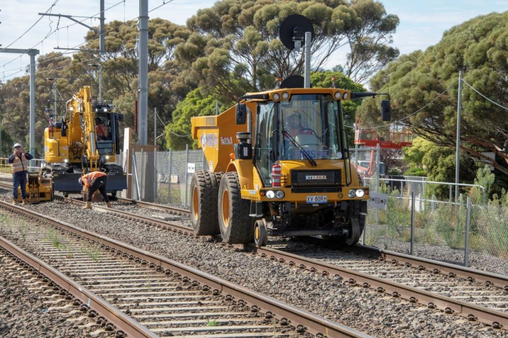 Track works for temporary overhead power lines