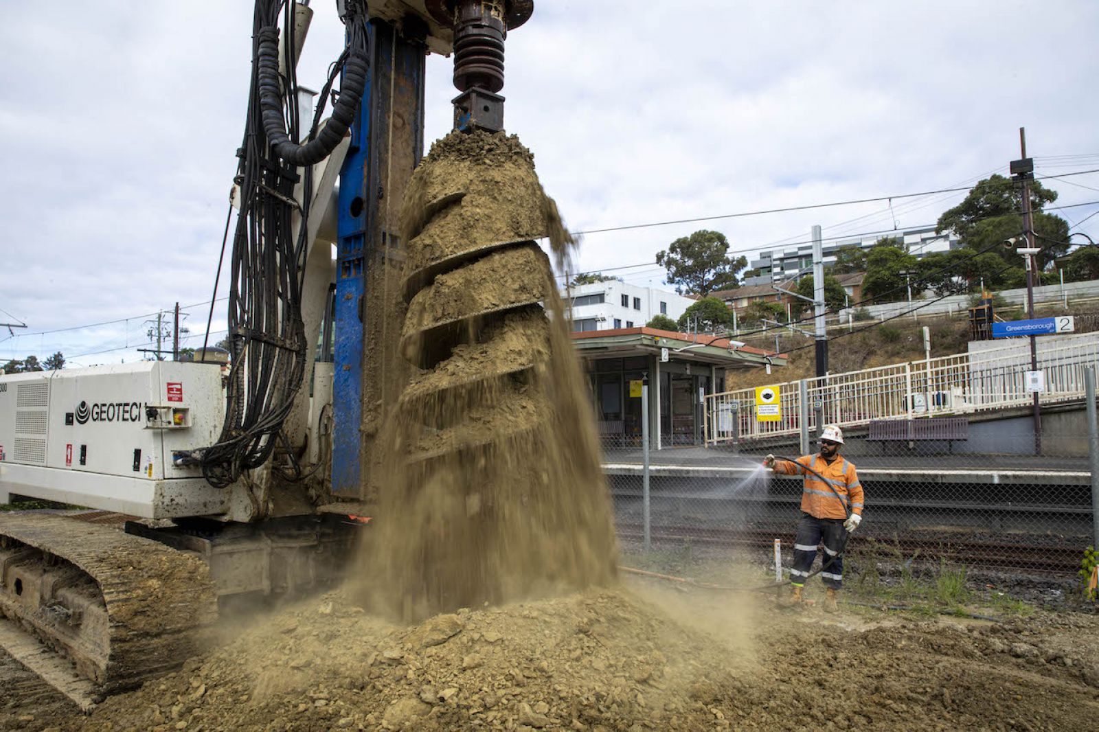 Construction at Greensborough Station in May