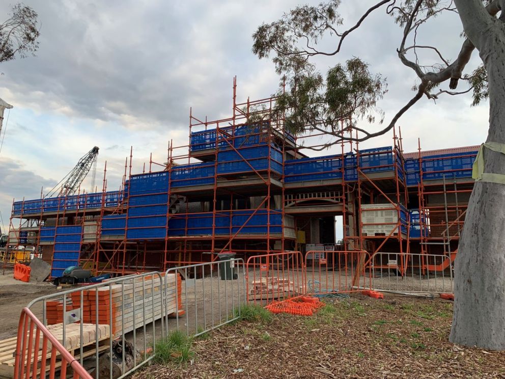 Scaffolding at North Williamstown Station as part of restoration works
