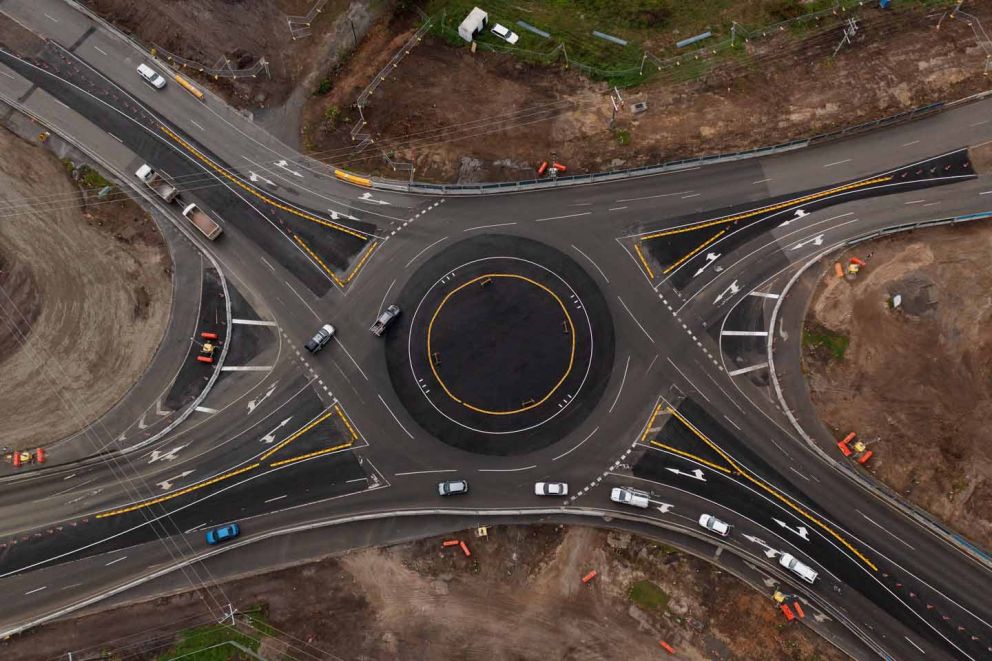 Aerial view of the Cranbourne-Frankston Road intersection