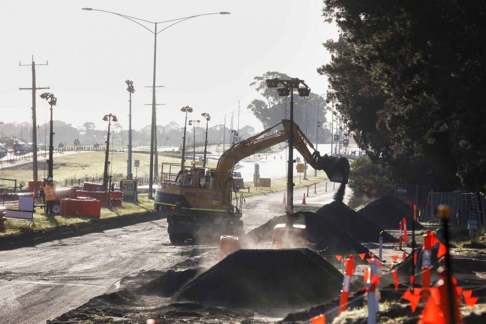 Stockpiling material to build the expanded intersections