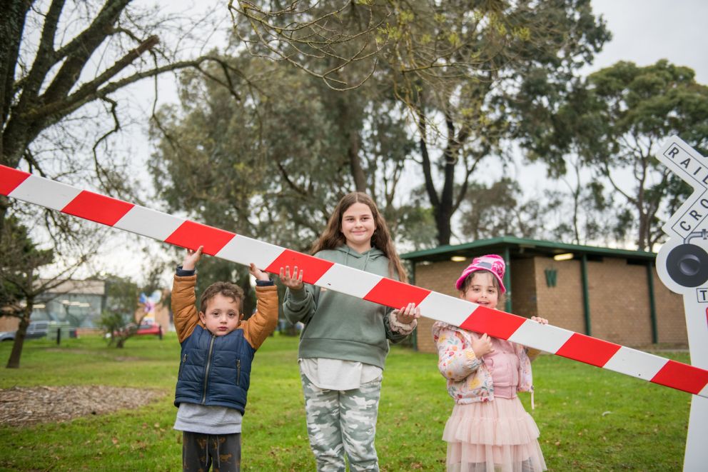 Younger community members built their own level crossing