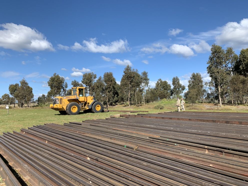 Rail track sections being delivered at Werribee Open Range Zoo
