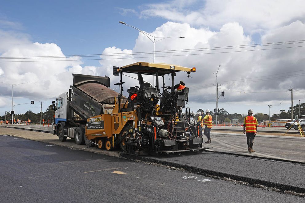 Asphalting works during the road closure 