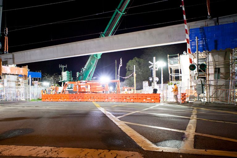 A beam lifted at Corrigan Road, Noble Park.
