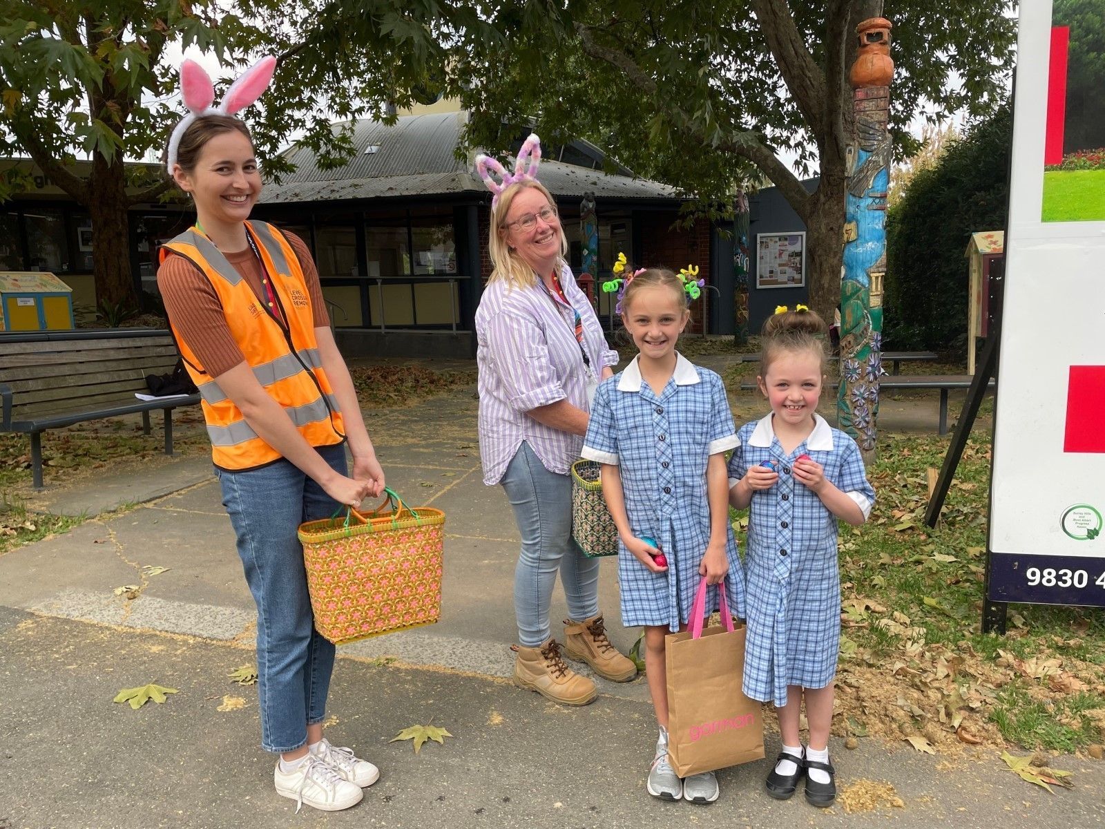 Project team handing out chocolate eggs at Union Road.