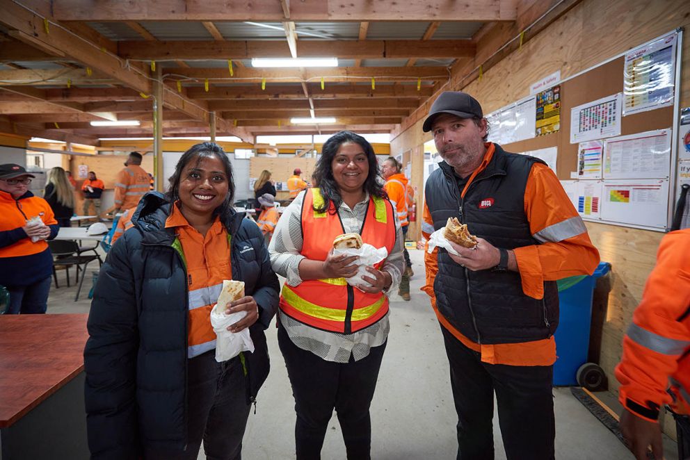 Enjoying a catered breakfast from our local traders Café Cibo & Peninsula Latte Ladies